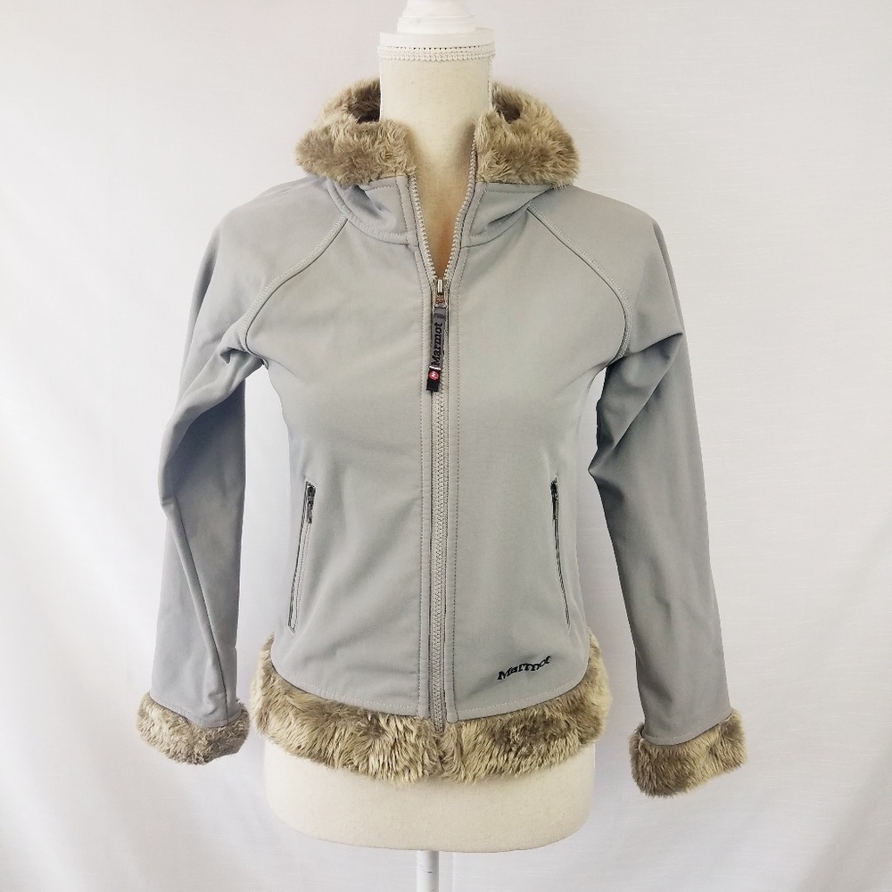 Marmot Gray Jacket with Faux Fur Trim